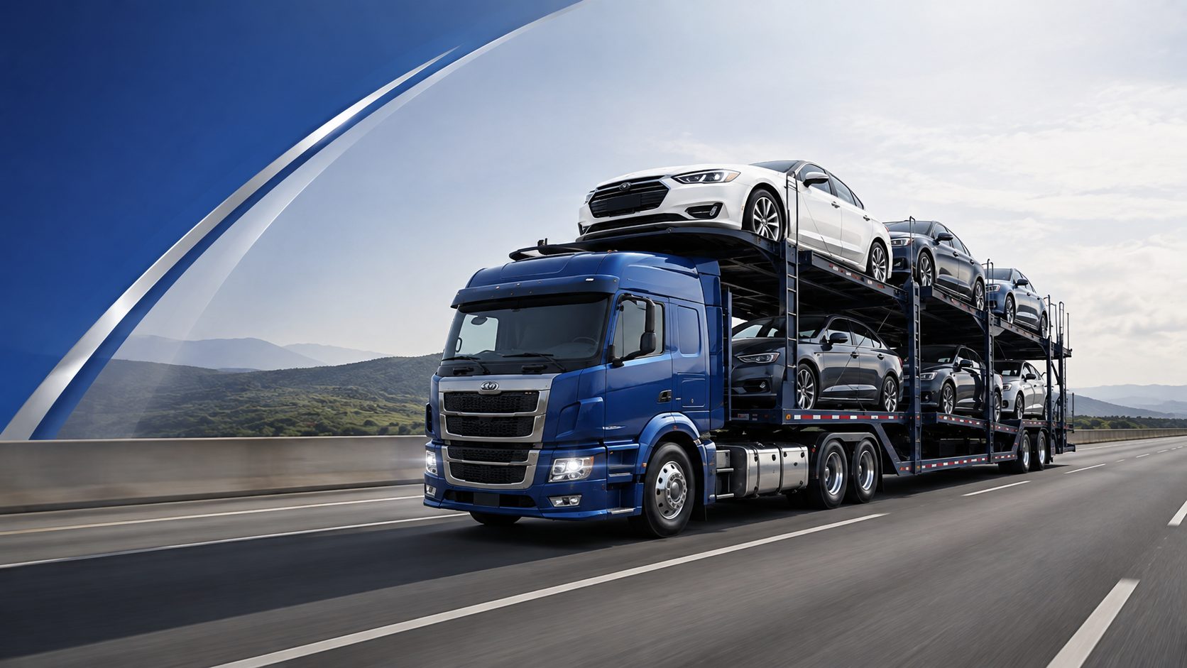 First Class Auto Transport car hauler on the highway